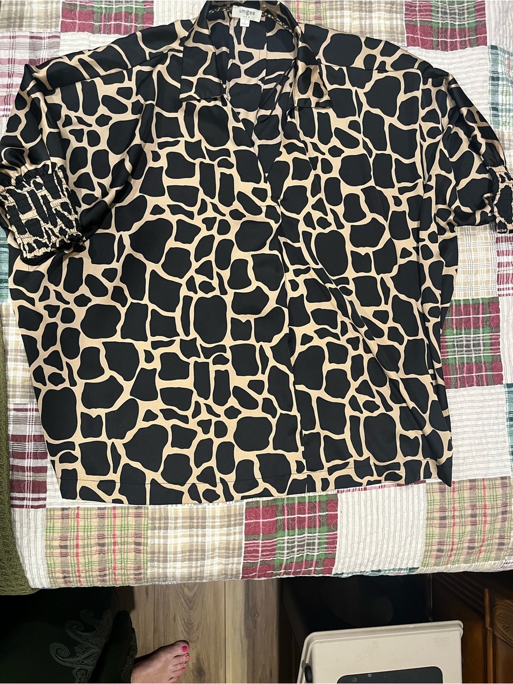 Umgee Black & Tan Animal Print Blouse